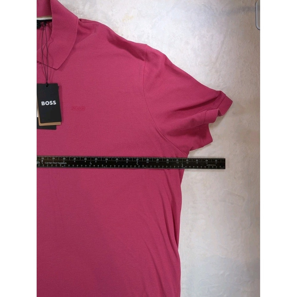 BOSS Black Label Pallas Big &Tall Polo Shirt Bright Pink Cotton Logo 4XL - Picture 14 of 14